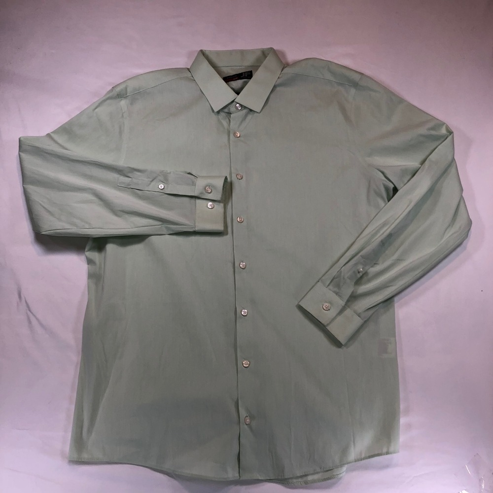 J.Ferrar Mens Slim Fit Stretch Dress Shirt Sage Green XL 17-17.5 34-35